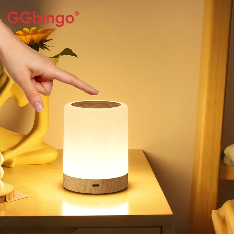 GGbingo 16 Colors Night Light Touch Bedside Table Lamp RGB USB Rechargeable Desk Lamp Bedroom Decoration Gift Dining Table Light