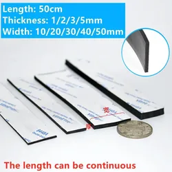 Black 50cm Silicone Rubber Strip Self Adhesive Furniture Anti-skid Shock Absorption High Temperature Resistan Sealing Strip