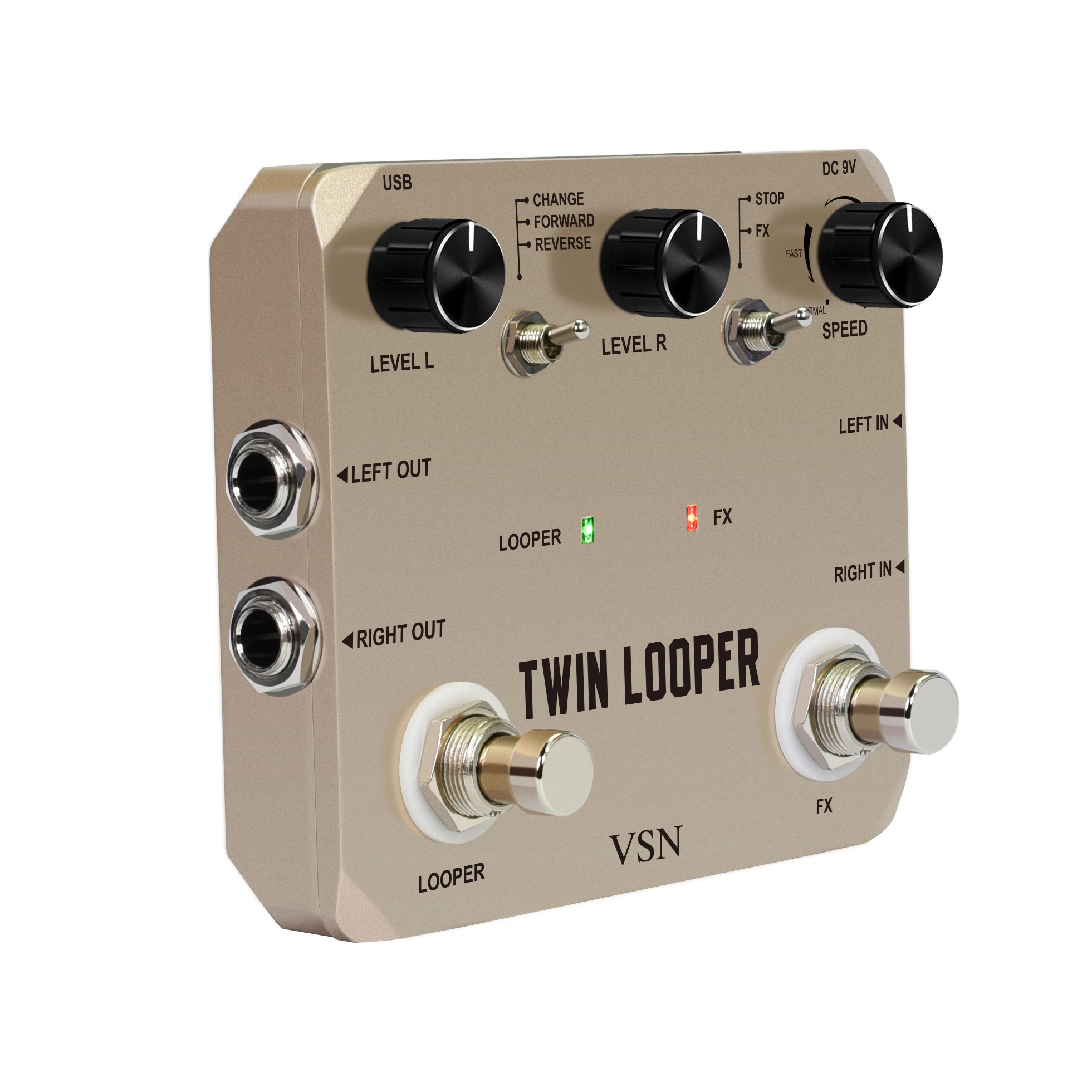 VSN LTL-02 Twin Looper Pedal Upgrades Looper Pedals For Electric Guitar 10 Min Looping Unlimited Undo/Redo Function 11 Types