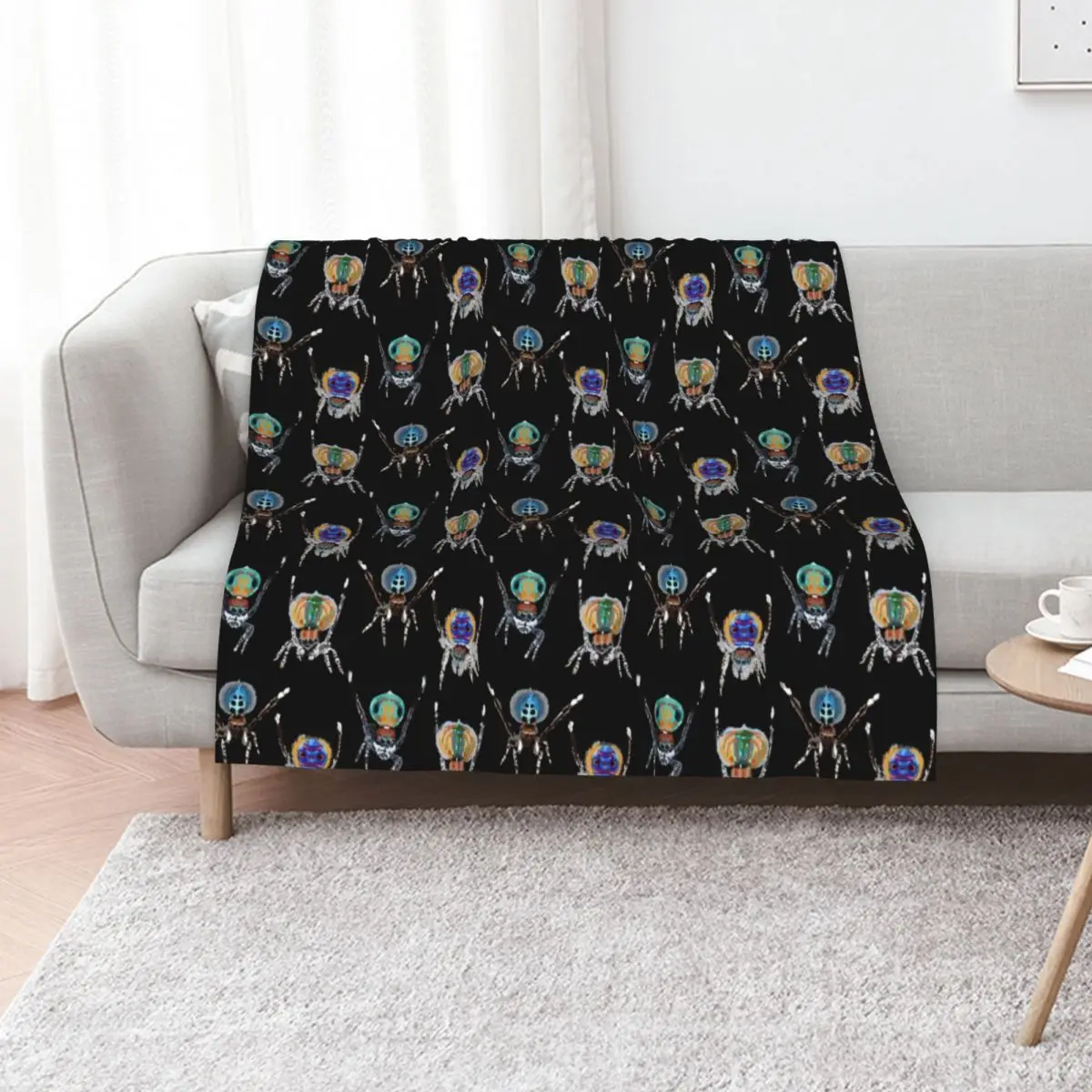 Colourful cute peacock jumping spiders Throw Blanket Comforter Weighted Soft Big Flannels Blankets
