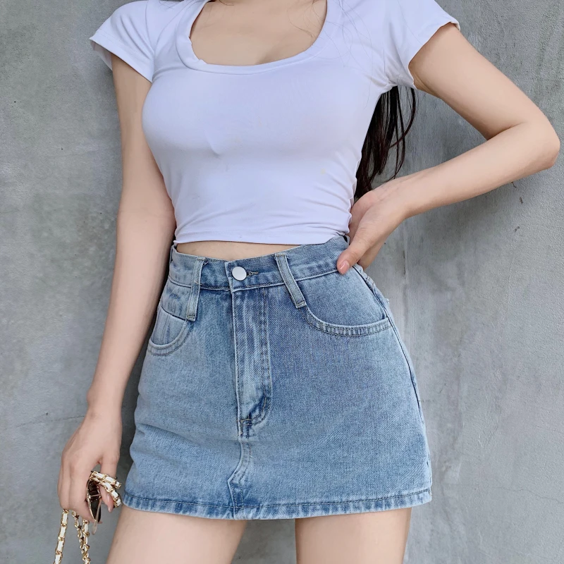 

Denim Skirt New Casual Blue A-line Skirt High Waist Slim Temperament Short Skirt Denim Skirt Women's Summer Thin Y2k Skirt