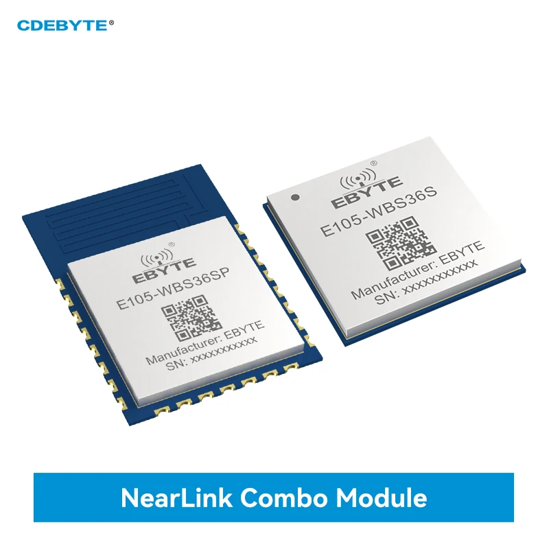 

Комплект из 4 модулей NearLink Combo 2.4GHz WiFi6/BLE5.4/SLE1.0 CDEBYTE серии E105 для прозрачной передачи данных, тестовая плата 20 дБм