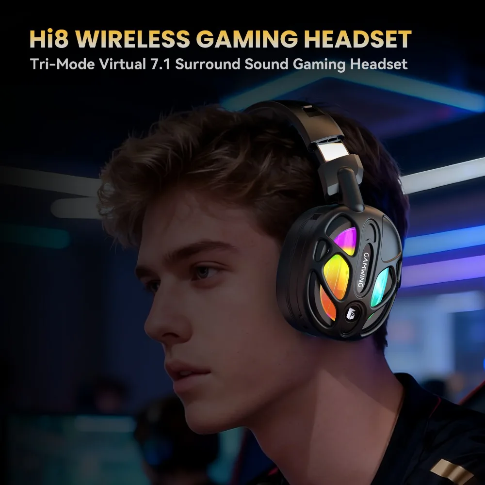

New! High - end Wireless Gaming Headset, Hi - Fi surround sound, 3.5mm RGB for PC/PS. Wired option with great sound too