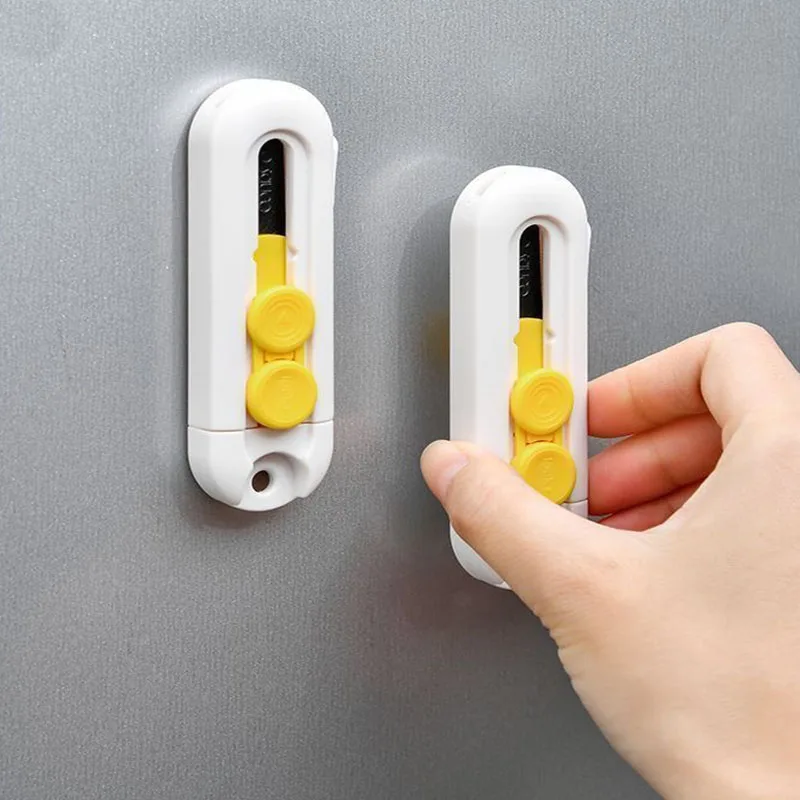 ABS Durable Magnetic Mini Box Cutter Retractable Blade Safety Letter Opener Portable Paper Cutter MGD20