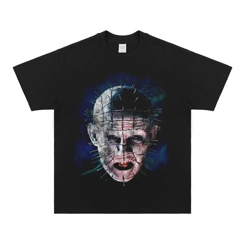 Movie-related Nail Head American Streetwear Short-sleeved T-shirt Made of High-quality Pure Cotton, Breathable