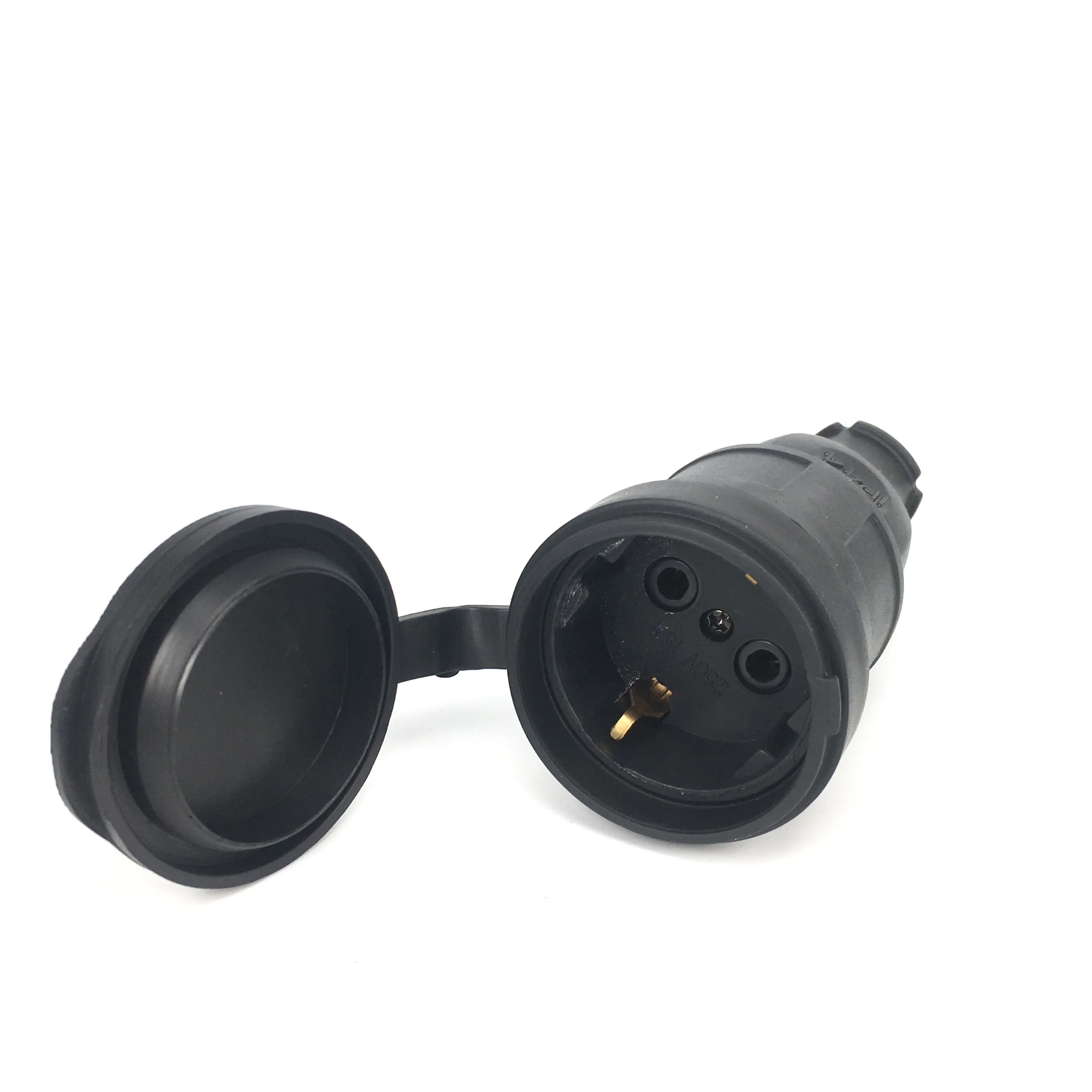 Bolantedz EU Rubber Waterproof Socket Plug Electrial Grounded European Connector With Cover IP44 For DIY Power Cable Cord 16A image 4