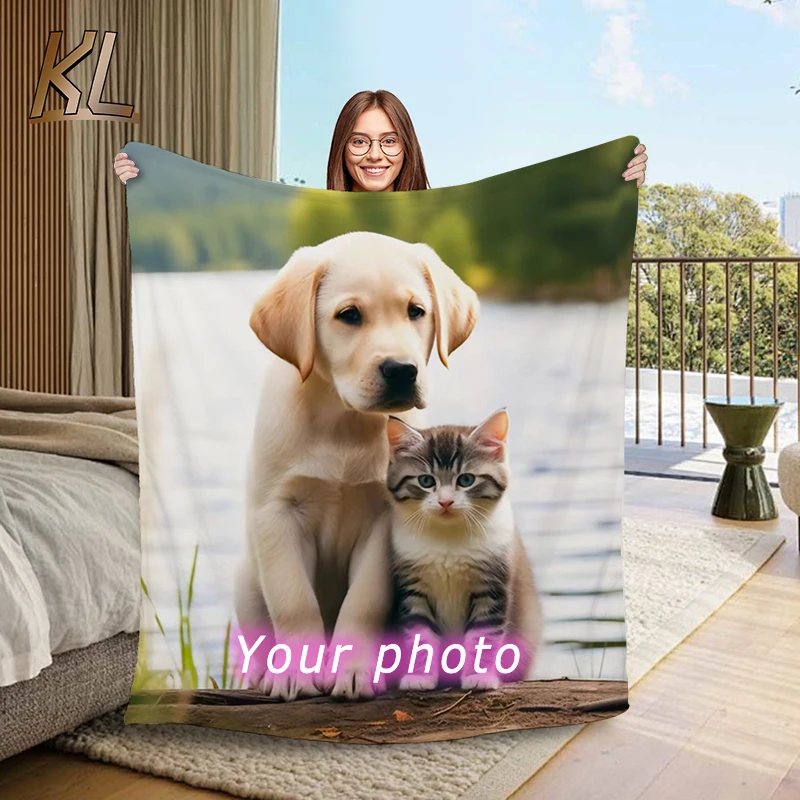 Custom Flannel Throw Blanket Personalized Photo Fleece Blanket Sofa Gift Customized Text Pictures Sudoku for Pet Friends Family