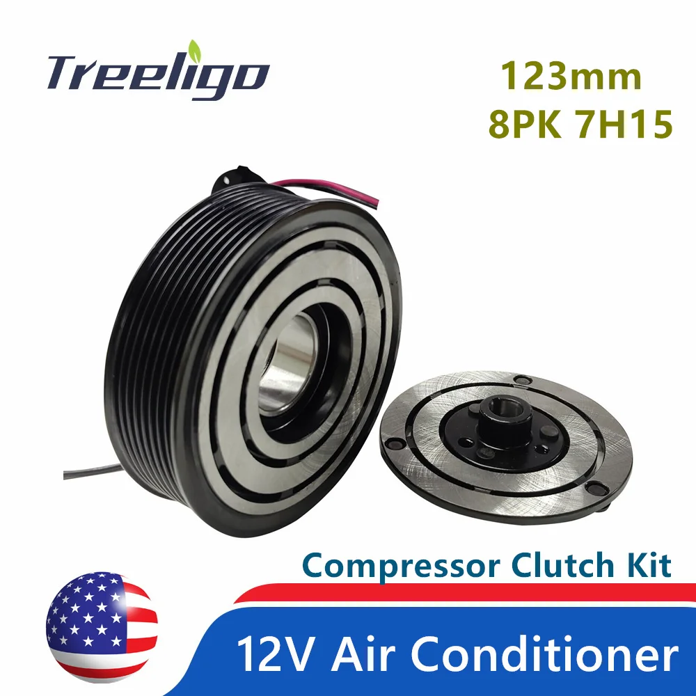 

Treeligo SD708 SD709 12V Car Air Conditioner CLUTCH P-COMP. A/C Compressor Clutch Kit 123mm 8PK 7H15 9238105NUI 9238105NUV