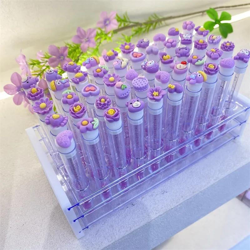 Purple Mini Cartoon Eyelash Brush with Tube Transparent Tube Independent Eyelash Brush Eyelash Beauty Comb (Shipped Randomly)