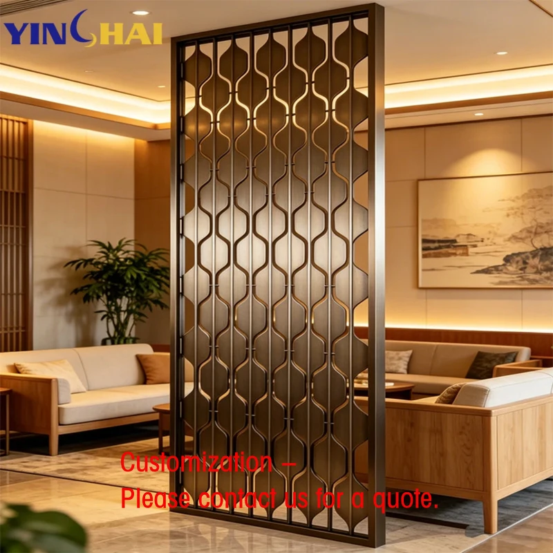 

custom.Modern Design Stainless Steel Room Divider Screen Floor to Ceiling Partition with Laser Cut Customizable Sizes