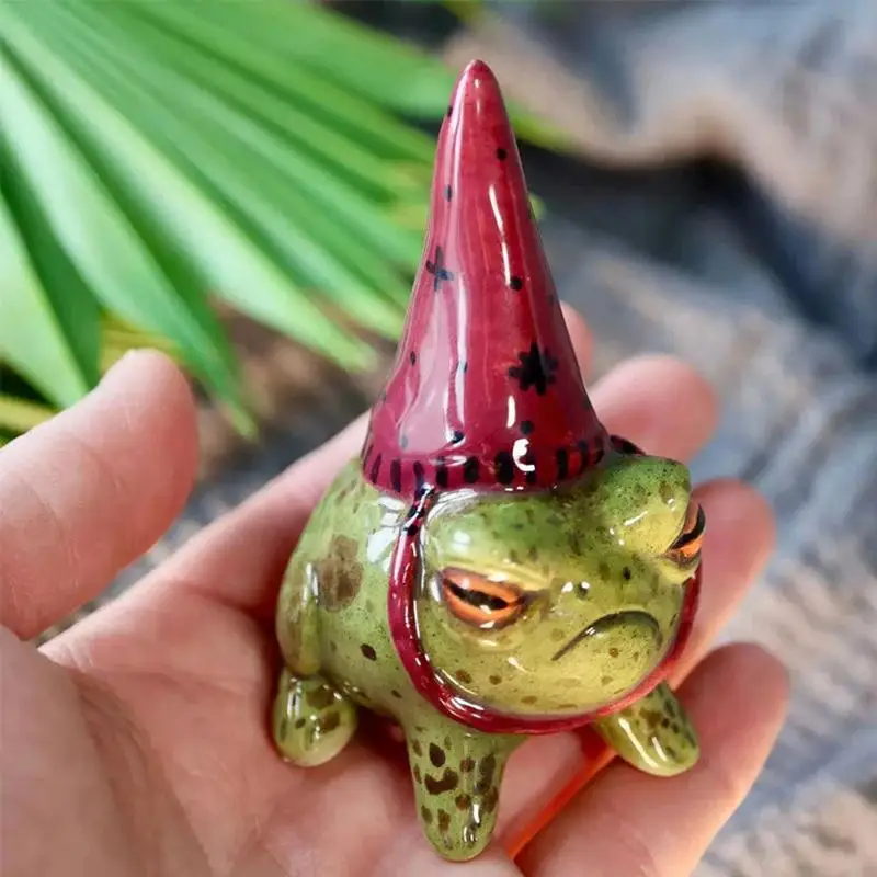 Garden Frogs Outdoor Decor Resin Little Wizard Frog Ornaments Outdoor Yard Art Sculpture Hand-Painted Bonsai Ornament