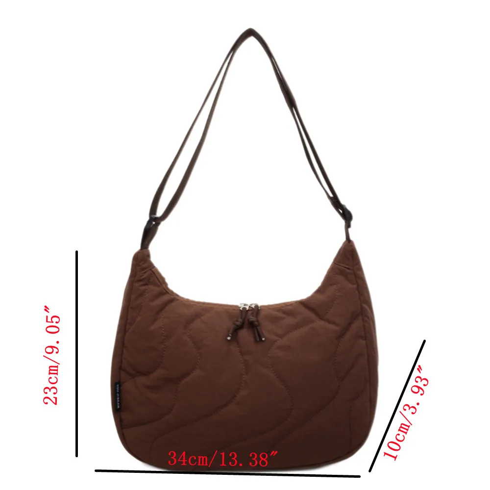 New Japanese Style Quilted Shoulder Bag for Women Lightweight Padded Crossbody Tote Large Capacity Casual Commuter Bag view 6