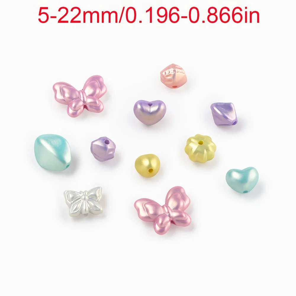 20g Colored Acrylic 3D Shaped Beads Flower Bow Heart Bird Spacer Loose Beads for Necklace Bracelet DIY Jewelry Making Supplies