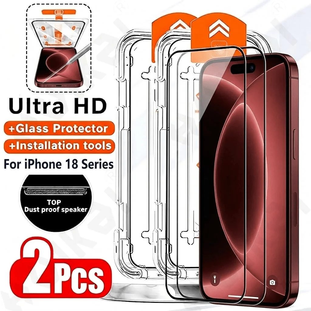 2 Pcs For iPhone 18 Pro Max 4G 5G 2026 One-click Dust free Installation HD Screen Protector Protective Tempered Glass