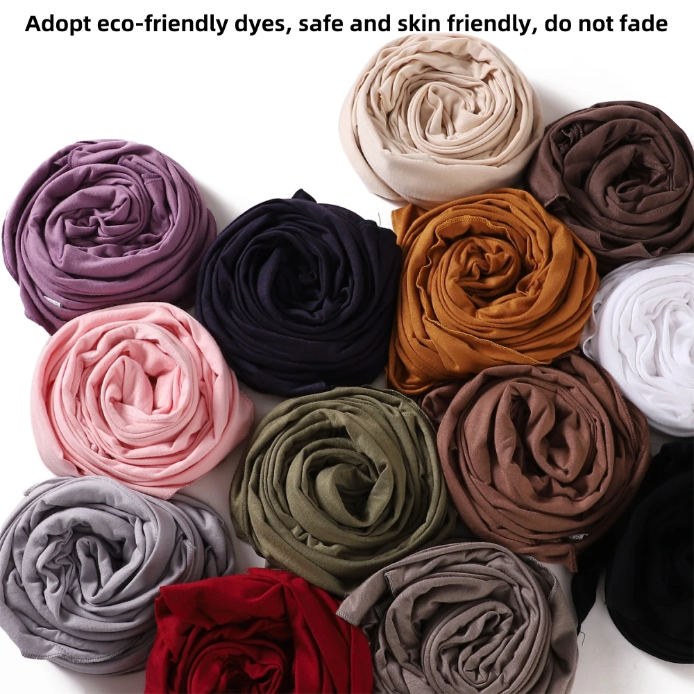 High Quality Plain Solid Muslim Headscarf Elastic Cotton Jersey Hijab Shawl Women Soft Modal Triangle Jersey Scarf Turban