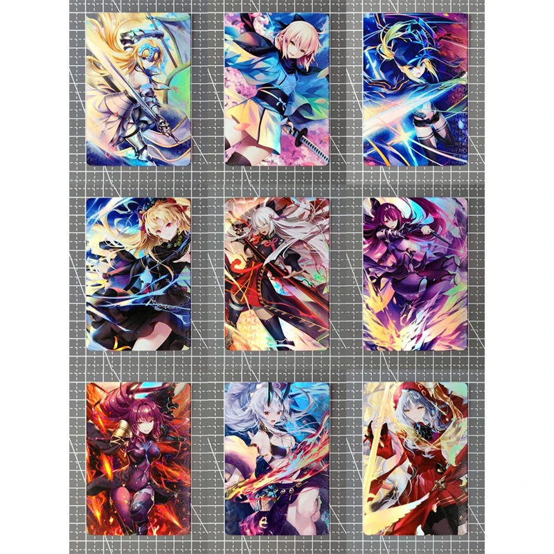 9Pcs/set Anime Fate/grand Order Mash Kyrie Light Scathach Diy Homemade Flash Card Christmas Birthday Gift Toys Collection Card