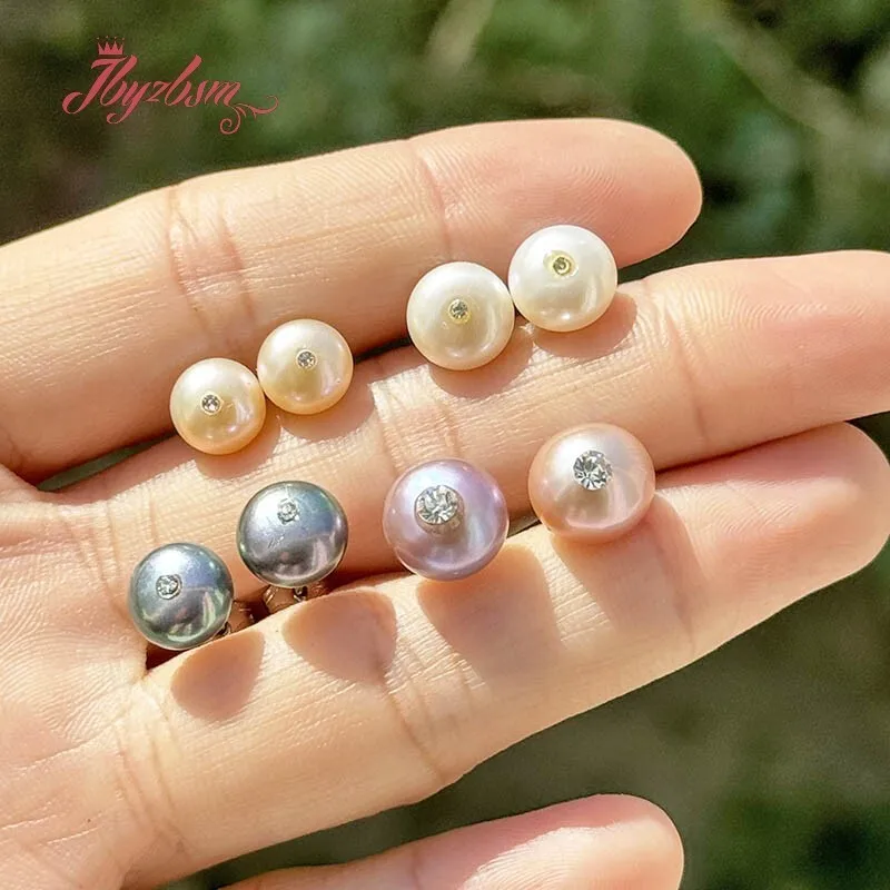 3x6-4x9mm Natual Button Shape Freshwater Pearl Stone Tibetan Silver Earrings For Woman Christmas Valentine\'s Day Gift 1 Pair