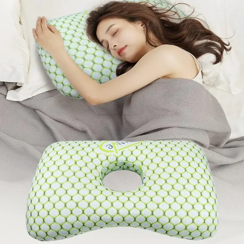 Cotton Filling Ear Piercing Pillow Breathable Ergonomic Pillow With Ear Hole Portable Comfortable Earring Pillow
