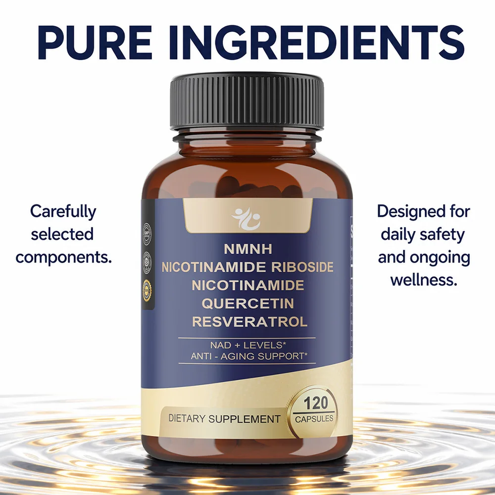 Nicotinamide Riboside, Nicotinamide, Quercetin, Resveratrol for Healthy Aging & Cell Regeneration - 120 Capsules