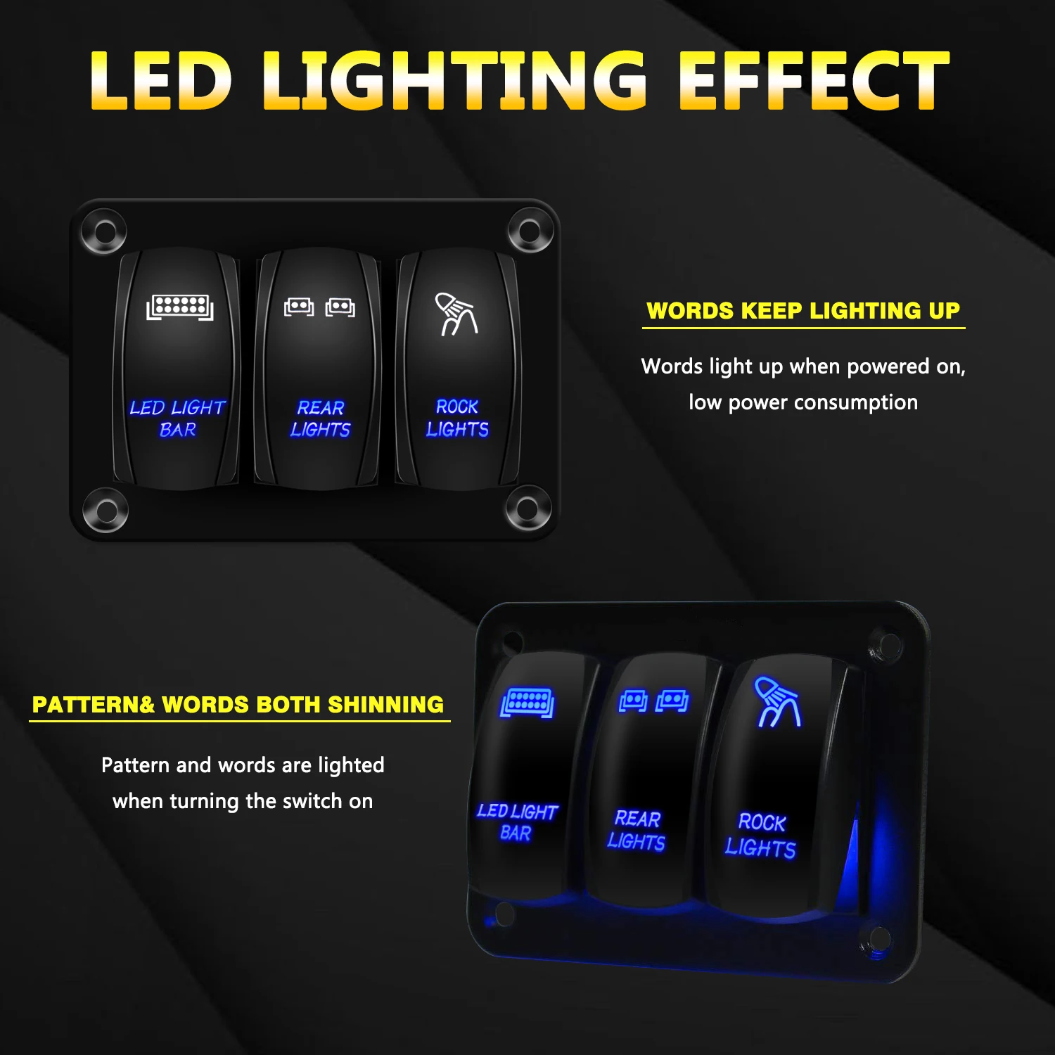 3 عصابة الألومنيوم لوحة مفتاح متأرجح 5 دبوس تشغيل/إيقاف قبل السلكية تبديل لوحة التبديل مع حامل مفتاح متأرجح 12/24 فولت ل مركبة بحرية
