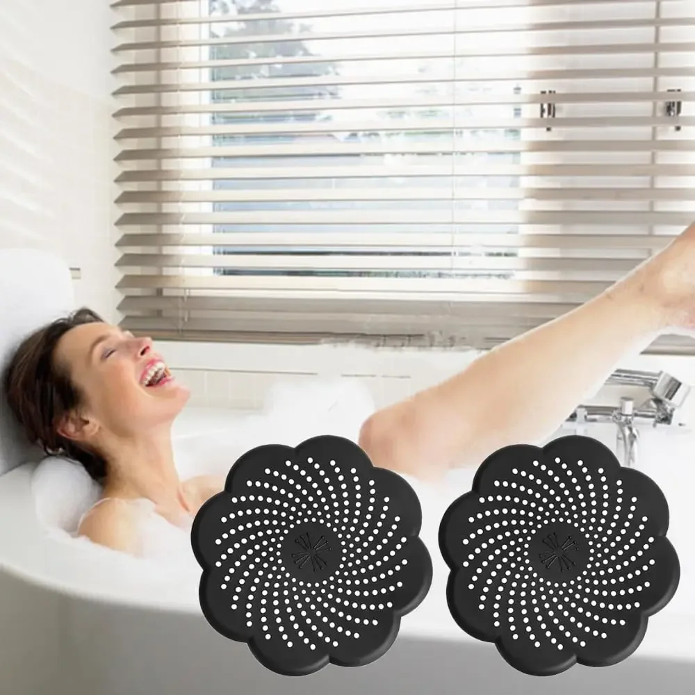 Shower Hair Catcher Strainer, Floor Drain Cover Silicone Hair Stopper with Suction Cup Mesh for Bathroom Bathtub Kitchen Sink