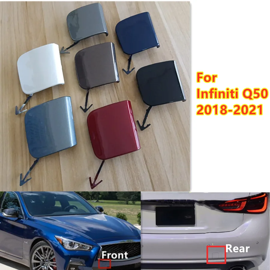 

Front Rear Bumper Towing Tow Hook Hole Eye Cover Cap For Infiniti Q50 2018-2021