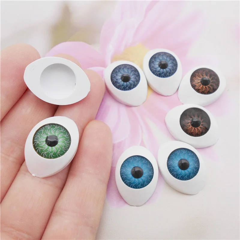 Julie Wang 8PCS 22x16mm Eyes In Pair Oval Plastic Human Eyeballs Safety For Puppet Plush Toy Doll Making Accessory