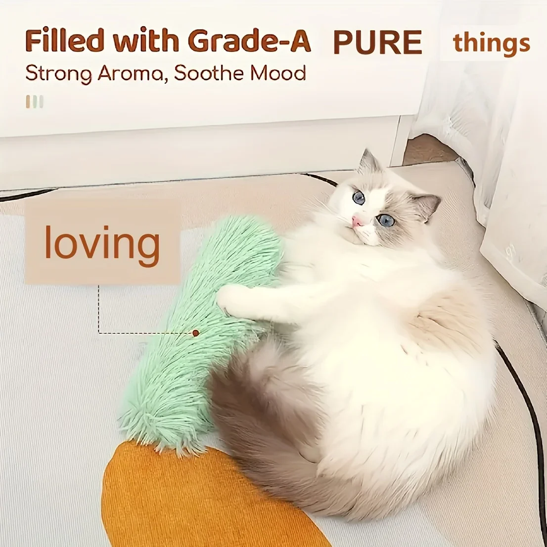 1pc Cat Self-entertainment Toys Plush Strip Pillow Contains Catnip Cat Pillow Companion Cat Toy Pet Supplies