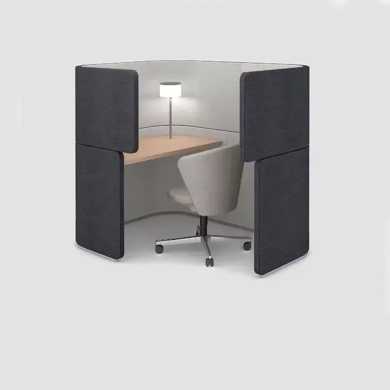 Irregular Open Office Workstation with Privacy Screen Partition Shared Computer Desk for Enclosed Workspace