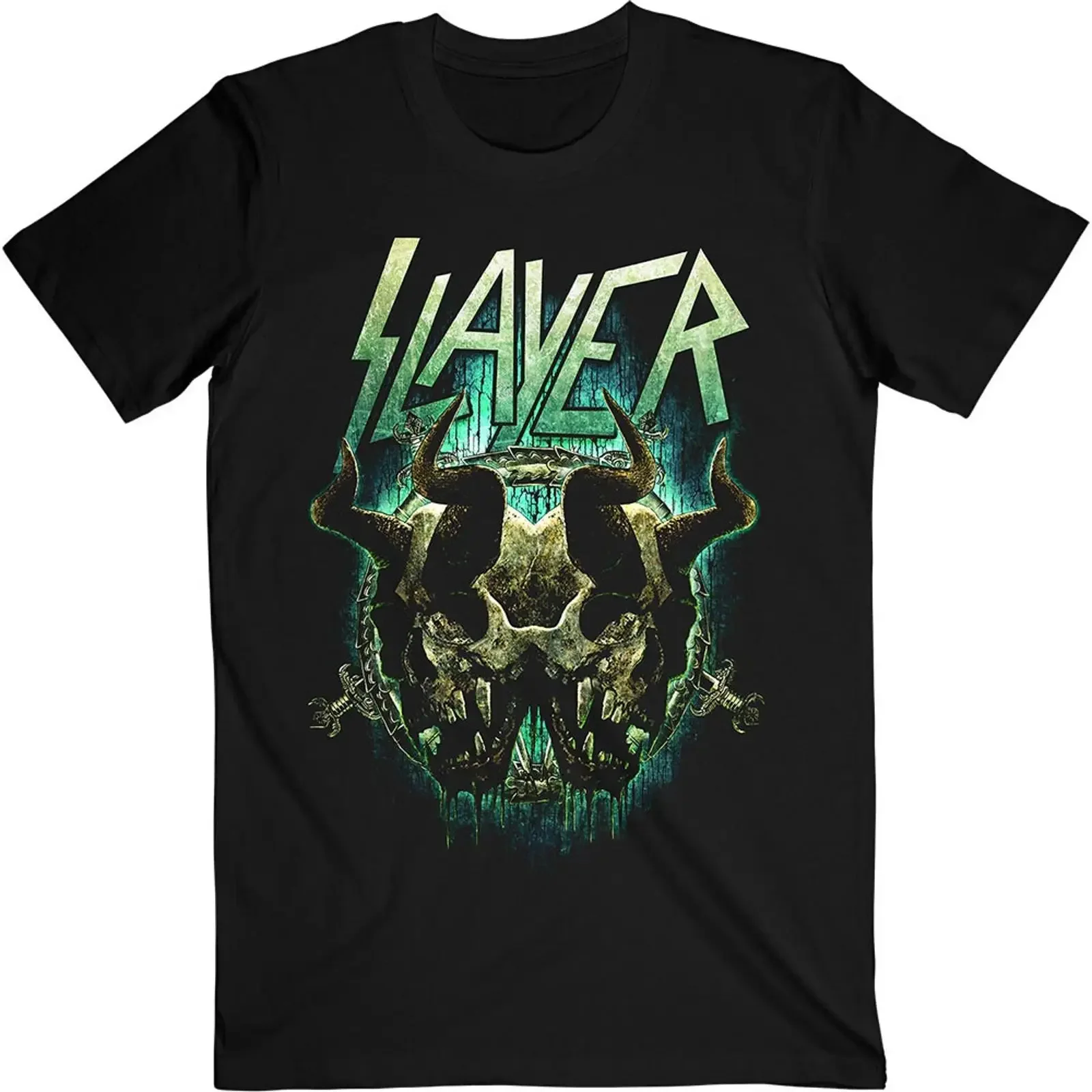 Slayer Daemonic Twin T Shirt S XXL Black Thrash Metal Official Band Merch vintage Washed homme streetwear designer clothes