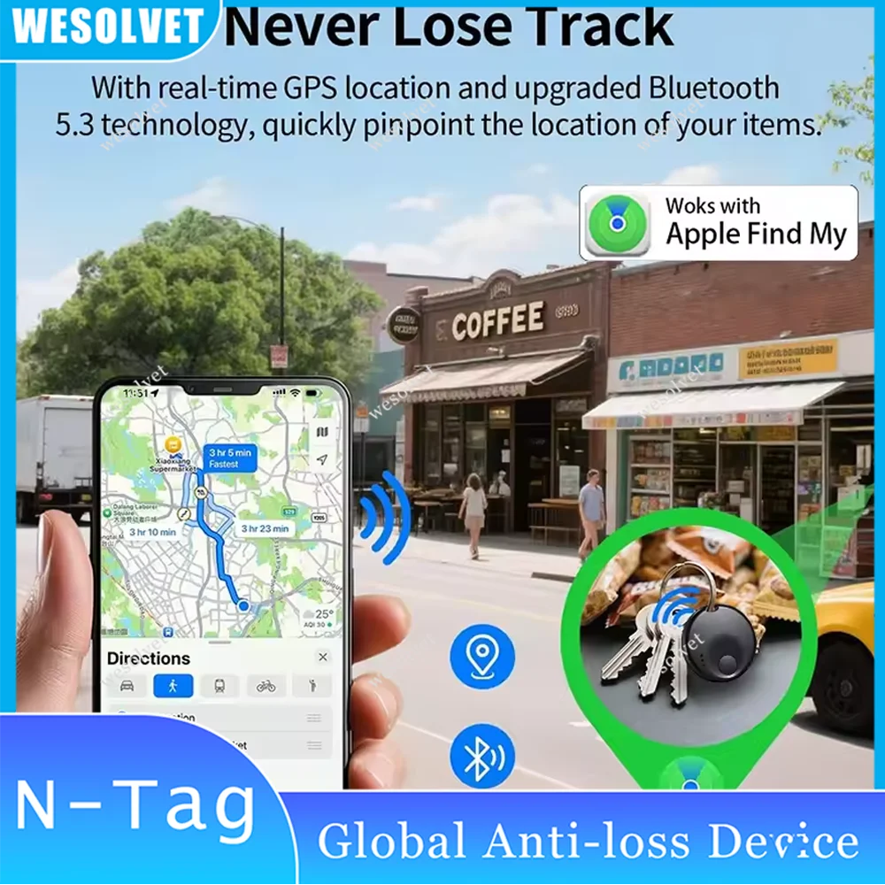 

Mini Smart Bluetooth Tag Anti lost Locator Wallet Keychain Tracker Key Item Finder Use Find My (IOS Only)