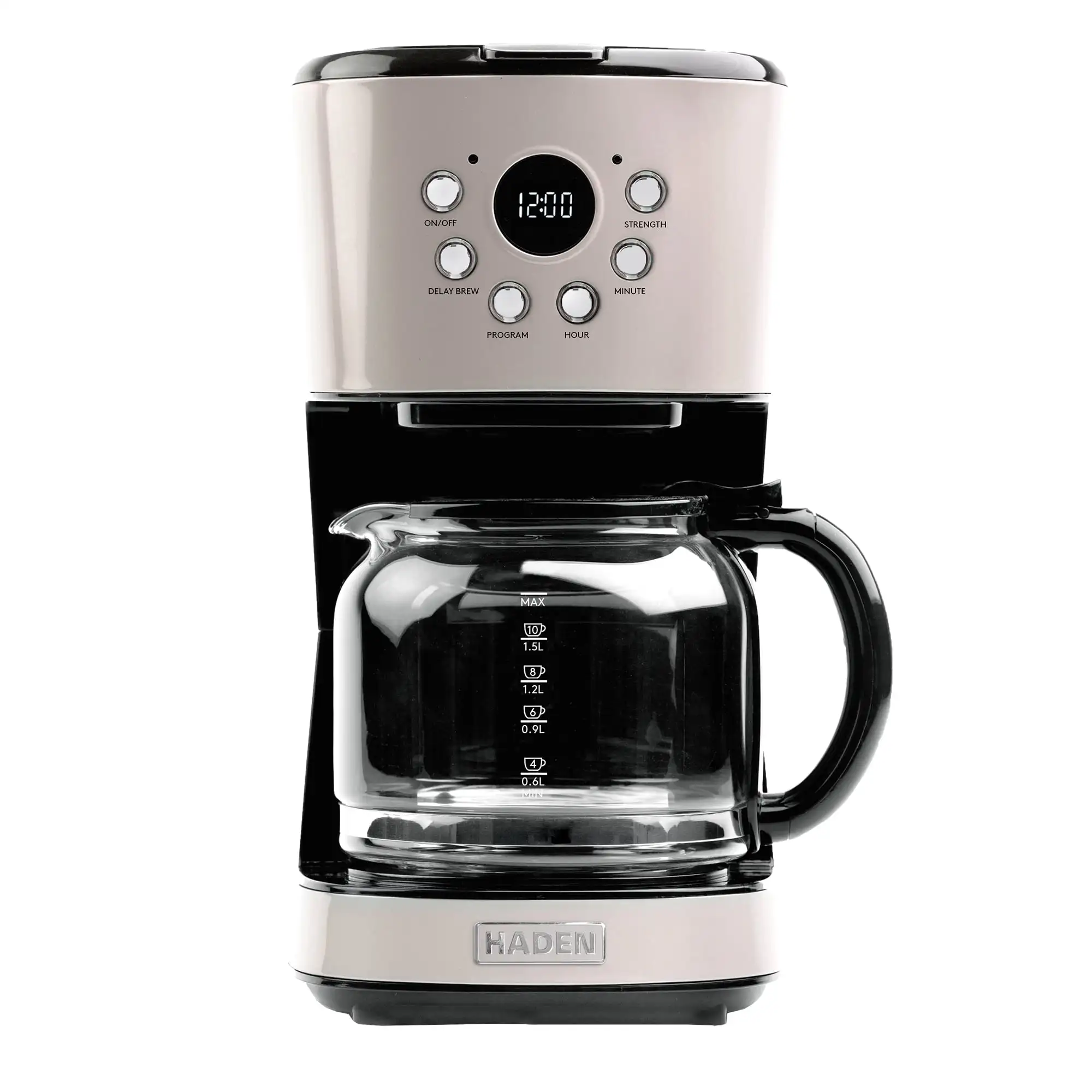 Open Box Retro Style 12 Cup Home Coffee Maker Machine w/ Carafe, Putty