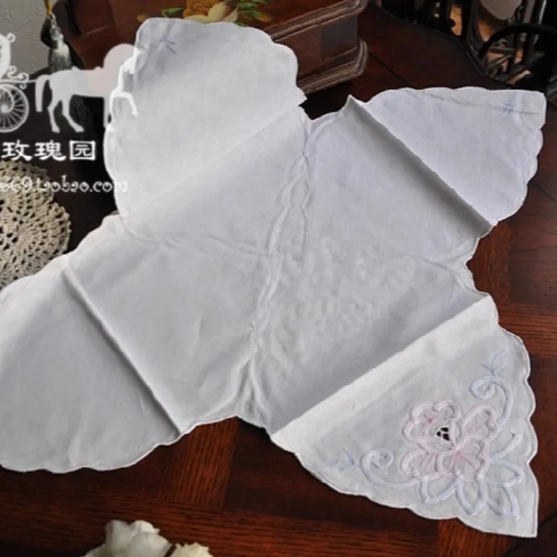 2 قطعة منشفة الخبز القطن الأبيض منشفة مطرزة ملونة #1