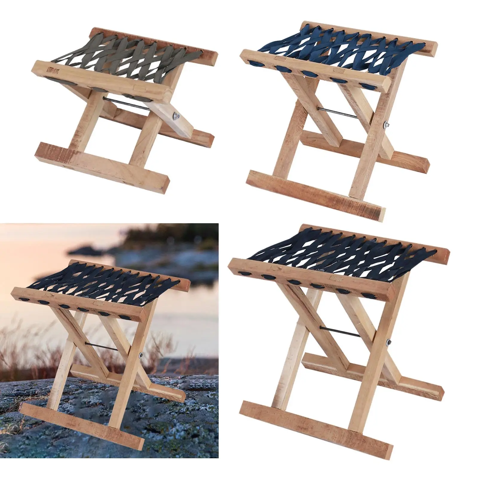 Taburete plegable multiusos de madera, taburete ligero para pesca, asiento portátil para acampar