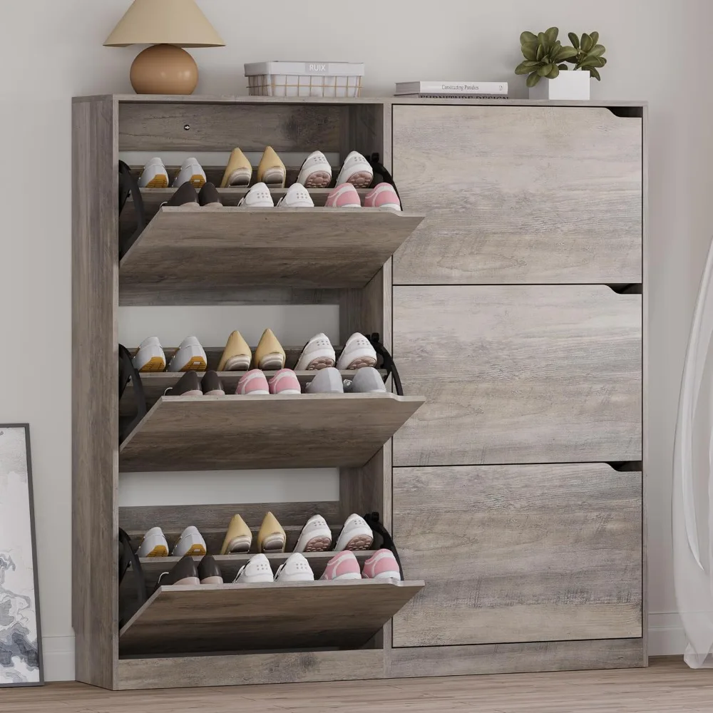 

Shoe Storage Cabinet, Freestanding Shoe Organizer for Entryway, Hallway, Foyer
