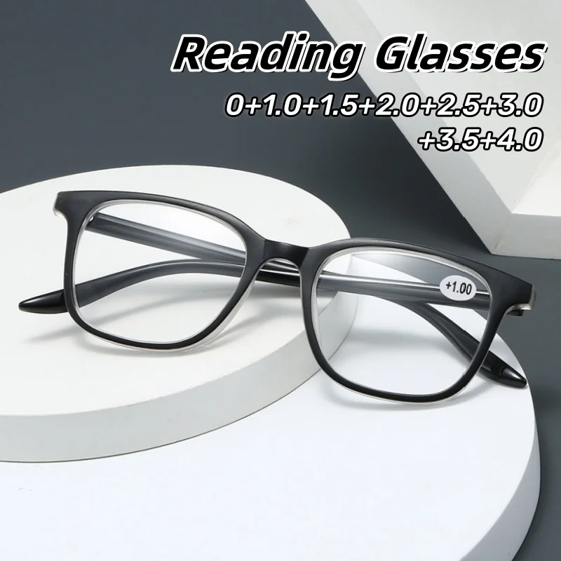 

Fashionable Square Ultra Light Comfortable HD Reading Glasses for Women and Men Anti-Blue Light Retro Eyeglasses 0 To +4.0