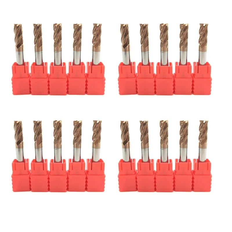 A59Z-20PCS 6Mm 4 Flute Carbide Endmills CNC Milling Cutter Milling Slotting Profiling Face Mill Spiral Bits