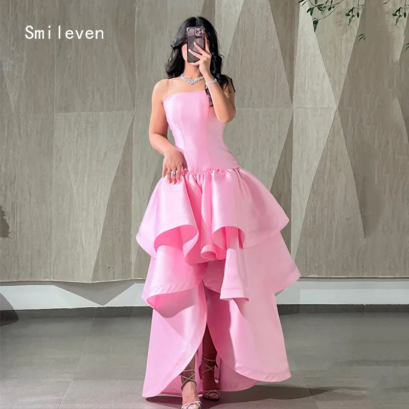 Smileven فستان رائع وردي على شكل حرف A للحفلات الراقصة بدون حمالات رداء حفلات رسمي متدرج بدون أكمام فستان ccassion مخصص 2026 #1