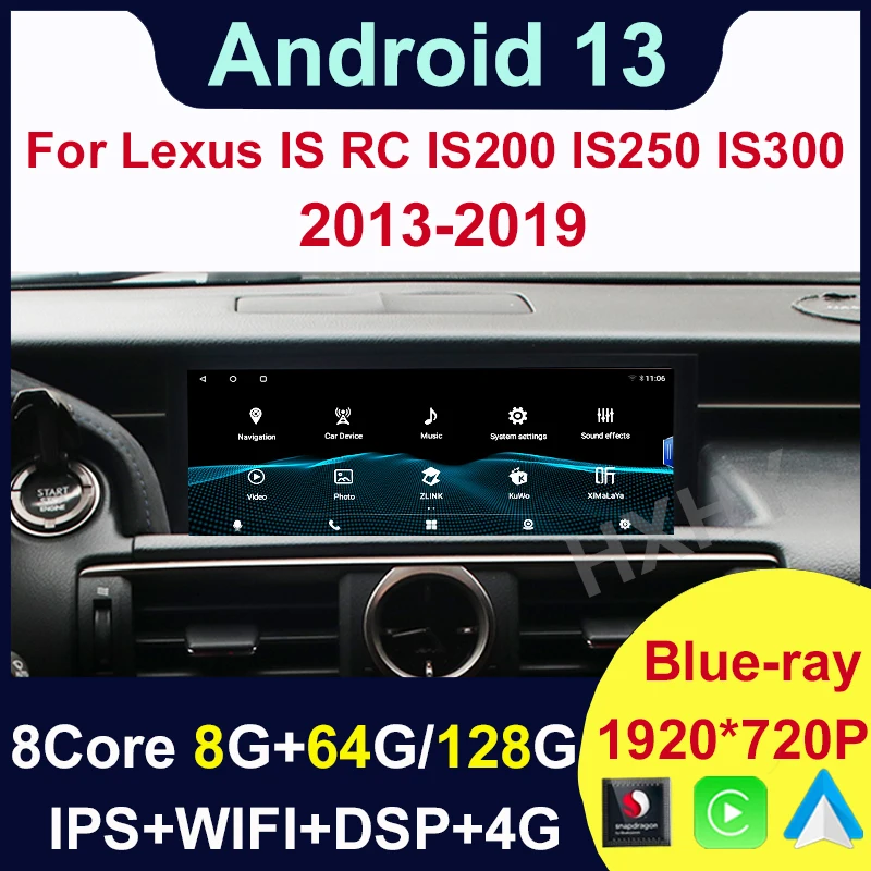 

Qualcomm 10.25" Android 13 Apple Carplay Car Video Player Central Multimedia Stereo Screen for Lexus RC IS 200 250 300 350 200t