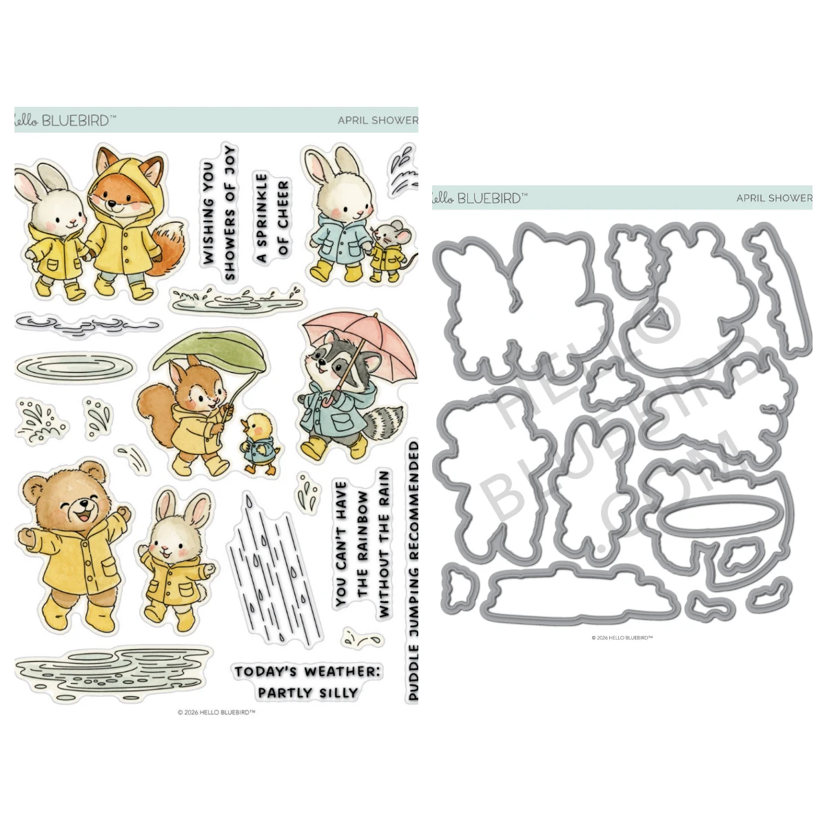 

Hello Bluebird April Showers Stamp the Big Tree Scene May Flowers Metal Cutting Dies for DIY Handmade Scrapbook Diary 2026 New