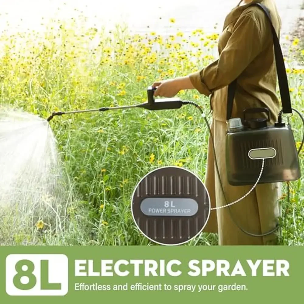 Portable Battery Powered Garden Sprayer 2 Gallon Pump Sprayer with 4 Nozzles & Retractable Wand