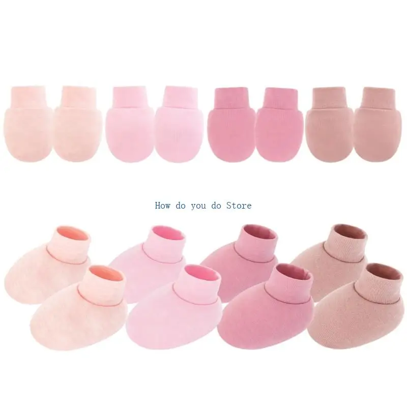 19QF Set 1 Sarung Tangan Katun Anti Gores Penutup Tangan Sarung Tangan Bayi Lembut Bernapas