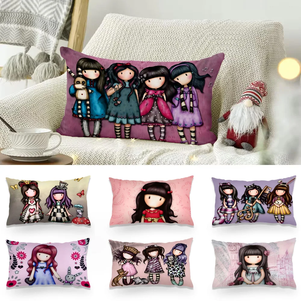 Cute Cartoon Santoro Gorjuss Pillow Covers Cartoon Sofa Decorative Home Double-sided Printing Short Plush Cute Cushion Cover