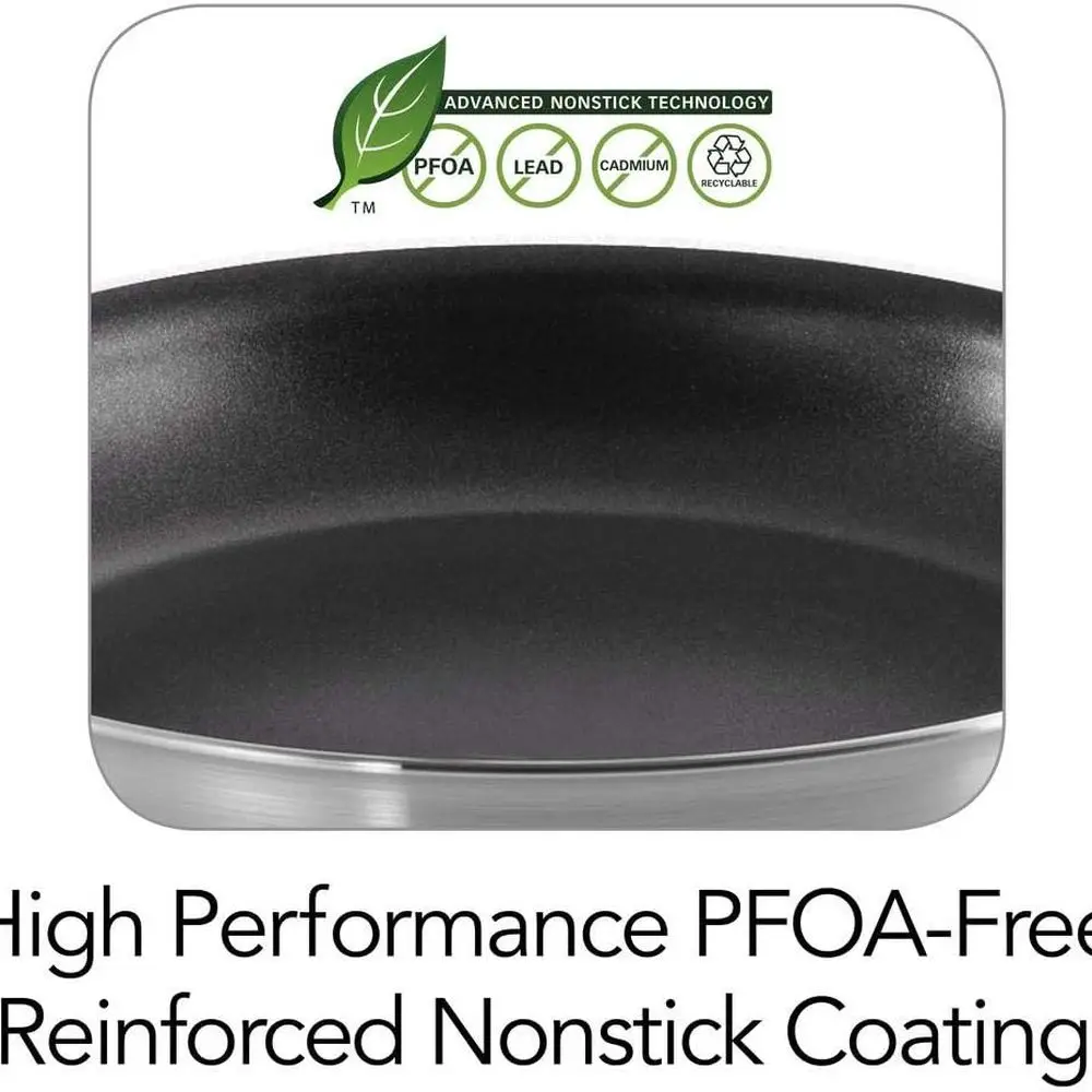 Panela antiaderente de alumínio resistente de 10 polegadas com alça vermelha, máquina de lavar louça e segura para forno