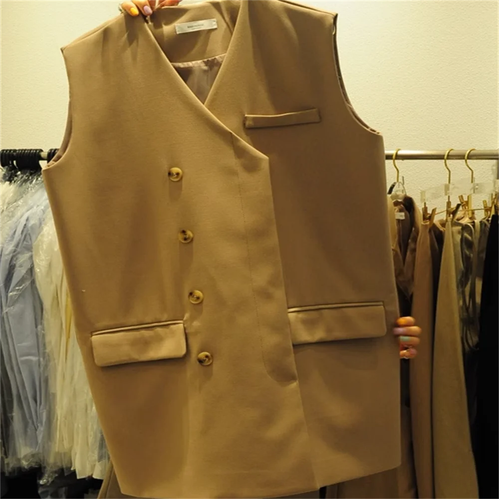

Single-breasted V-collar casual fashion suit vest dress Sleeveless pocket jacket