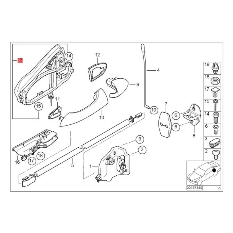 1Pair 51228243635 51228243636 Car Exterior Door Handle Bracket For BMW X5 E53 Rear Door Puller Carrier Inner Outside