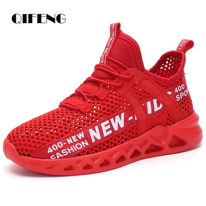 2023 Children Casual Shoes Boys Running Summer Black Air Mesh Footwear Kids Shoes for Girl Light Sock Sneakers Soft Red Spring