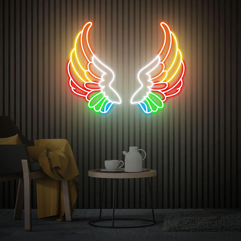 Angel Wings Led Neon Sign for Bar Salon Room Bedroom Wall Hanging Light Sign Custom Party Event Decoration LED Neon Lights