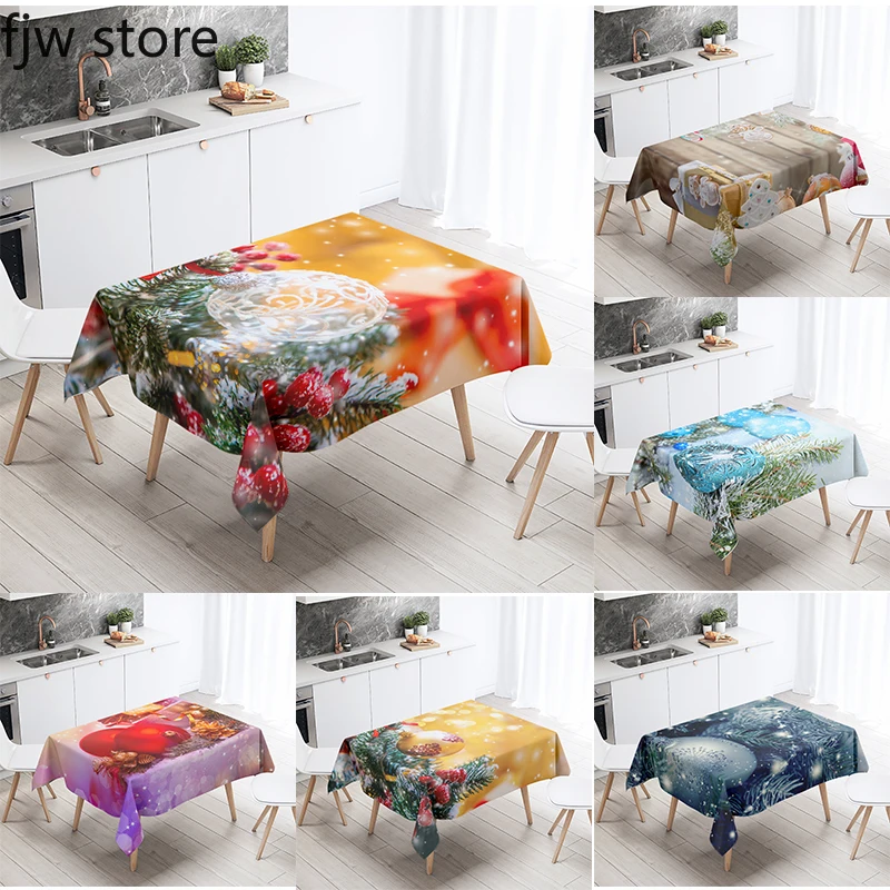 Christmas Decoration Tablecloth  Ball Gift Rectangular Waterproof  Wedding Party Restaurant Table