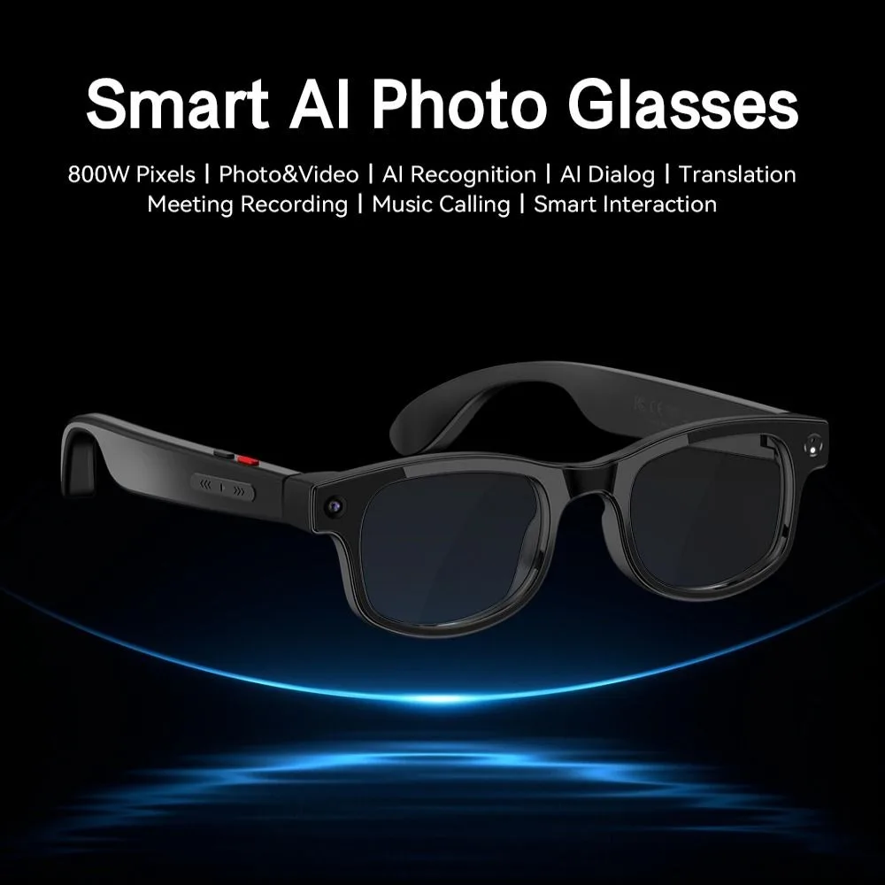 2 in 1 AI Smart Glasses HD Photo Video Voice Anti-Blue Light Smart Video Glasses Waterproof Real-time Translation
